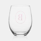 Bloeiende Roze Bloemen Monogram Lettering Art "B" Wijnglas Zonder Voet (Achterkant)