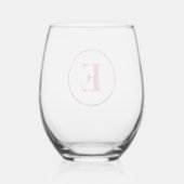 Bloeiende Roze Bloemen Monogram Lettering Art "E" Wijnglas Zonder Voet (Achterkant)