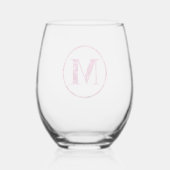 Bloeiende Roze Bloemen Monogram Lettering Art "M" Wijnglas Zonder Voet (Achterkant)