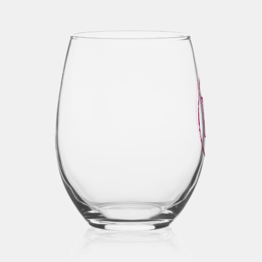 Bloeiende Roze Bloemen Monogram Lettering Art "M" Wijnglas Zonder Voet (Rechts)