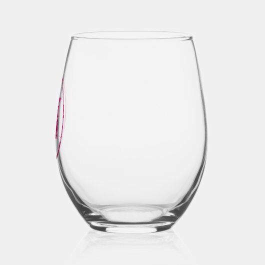 Bloeiende Roze Bloemen Monogram Lettering Art "M" Wijnglas Zonder Voet (Links)