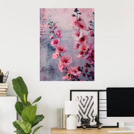 Bloeiende Roze Bloemen Poster