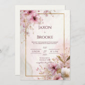 Bloeiende Roze Bloemen Romantische bruiloft Kaart (Voorkant / Achterkant)