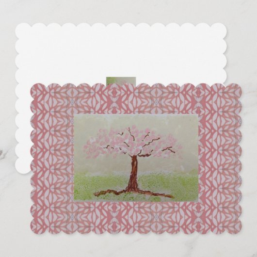 bloeiende roze boom kaart (Voorkant / Achterkant)