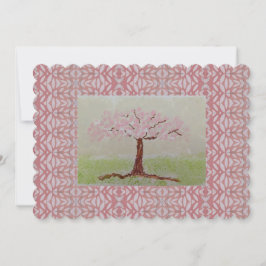 bloeiende roze boom kaart
