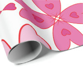 Bloeiende roze harten, bloemenpedalen, witte BK Cadeaupapier (Rol Hoek)