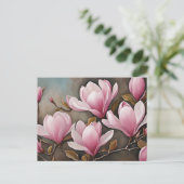 Bloeiende roze Magnolia bloemen Briefkaart (Staand voorkant)