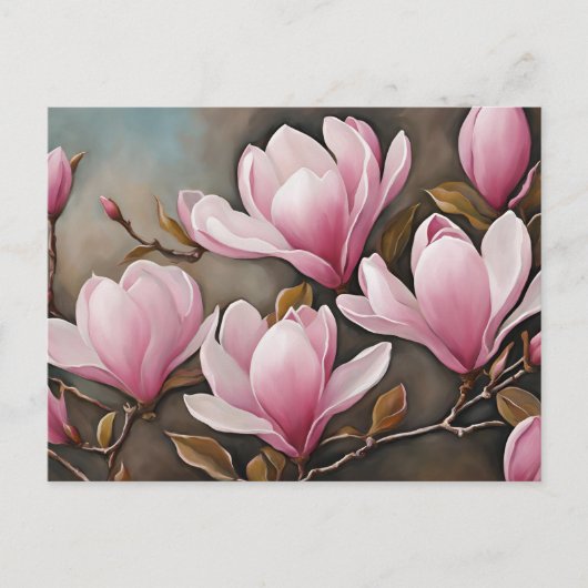 Bloeiende roze Magnolia bloemen Briefkaart (Voorkant)