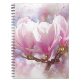 Bloeiende Roze Paarse Magnolia - Lente Bloem Notitieboek (Voorkant)
