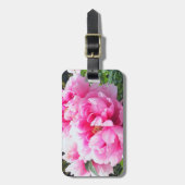 Bloeiende Roze Pioenrozen Bagagelabel (Voorkant verticaal)