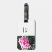 Bloeiende Roze Pioenrozen Bagagelabel (Achterkant verticaal)