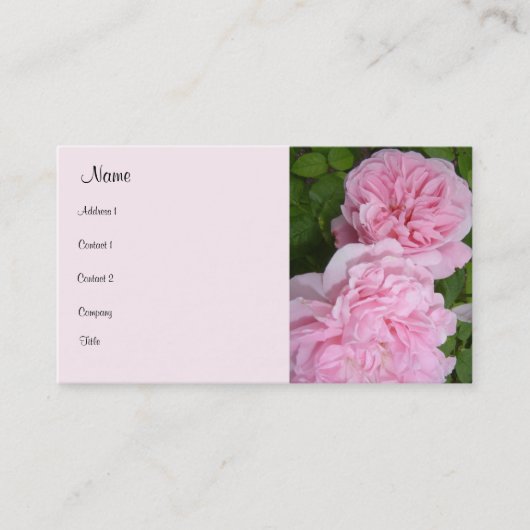 Bloeiende Roze Rozen Visitekaartje (Voorkant)