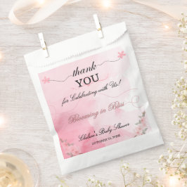 Bloeiende Roze Waterverf Art Dank u Baby shower Bedankzakje