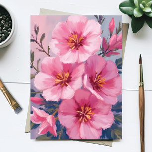 Bloeiende Roze Waterverf Bloemen Blush Geschilderd Briefkaart