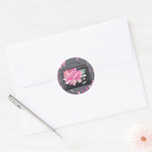 Bloeiende Rozen AI-kunst Ronde Sticker (Envelop)