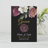 Bloeiende Rozen Foto Afstuderen Uitnodiging (Staand voorkant)