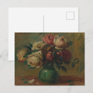 Bloeiende Rozen in een vaas van Pierre Renoir Clas Briefkaart