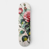 Bloeiende Rozen Waterverf Persoonlijk Skateboard (Voorkant)