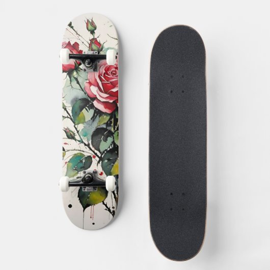 Bloeiende Rozen Waterverf Persoonlijk Skateboard (Voorkant)