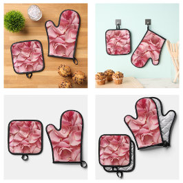Bloeiende Rozenblaadjes Ovenwant & Pannenlap Set