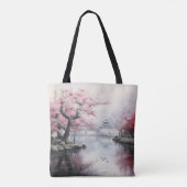 Bloeiende Sakura Garden Traditioneel Tote Bag (Achterkant)