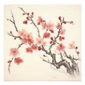 Bloeiende Sakura Traditionele Schilderij Foto Afdruk (Voorkant)