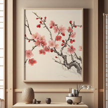 Bloeiende Sakura Traditionele Schilderij