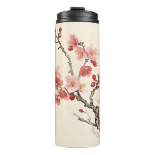 Bloeiende Sakura Traditionele Schilderij Thermosbeker