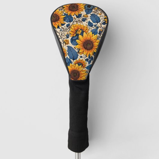 Bloeiende schommels: Zonnebloem Elegantie Golfheadcover (Voorkant)