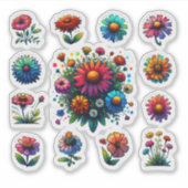 Bloeiende schoonheid - Bloemen Sticker Set (Voorkant)