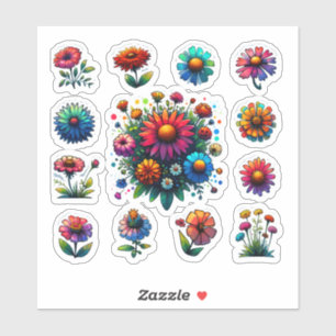 Bloeiende schoonheid - Bloemen Sticker Set