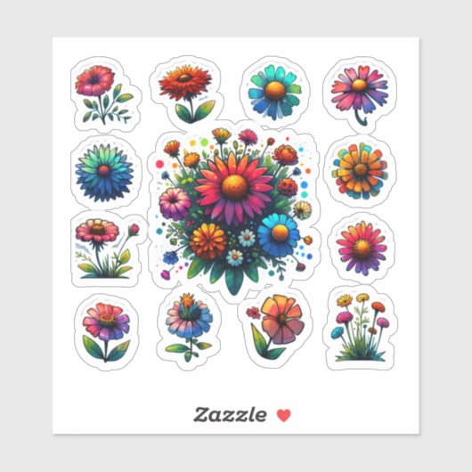 Bloeiende schoonheid - Bloemen Sticker Set (Vel)