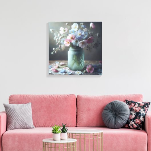Bloeiende schoonheid Een pot vol bloemen Canvas Afdruk (Insitu (Woonkamer))