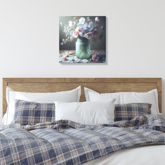 Bloeiende schoonheid Een pot vol bloemen Canvas Afdruk (Insitu (Slaapkamer))