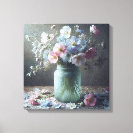 Bloeiende schoonheid Een pot vol bloemen Canvas Afdruk (Voorkant)