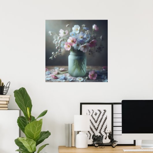 Bloeiende schoonheid Een pot vol bloemen Poster (Thuiskantoor)