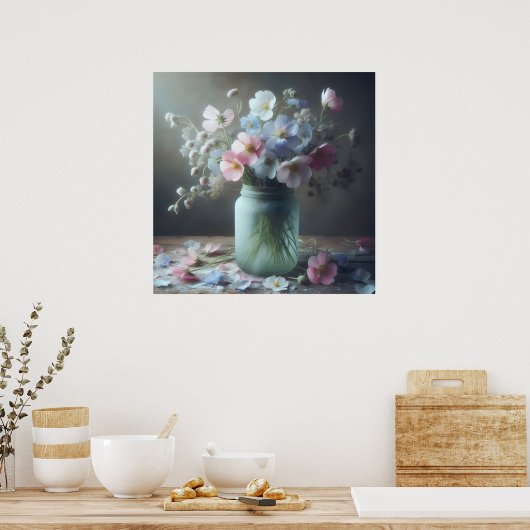 Bloeiende schoonheid Een pot vol bloemen Poster (Keuken)