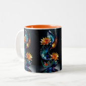 Bloeiende schoonheid: Floral Cup Enchantment Tweekleurige Koffiemok (Voorkant links)