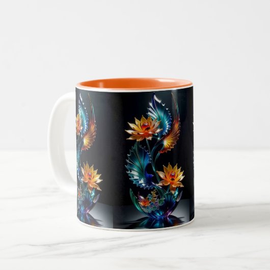 Bloeiende schoonheid: Floral Cup Enchantment Tweekleurige Koffiemok (Voorkant links)