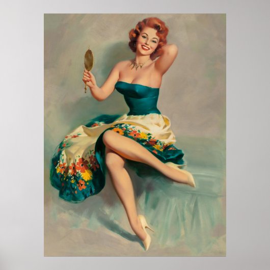 Bloeiende Schoonheid Vrouw Pin Up Poster (Voorkant)