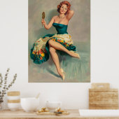 Bloeiende Schoonheid Vrouw Pin Up Poster (Keuken)