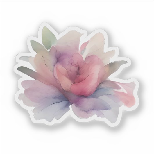 Bloeiende sereniteit: Abstracte Waterverf Sticker (Voorkant)