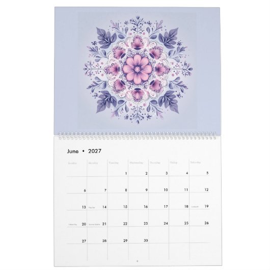 Bloeiende Serenity Mandala Kalender (Jun 2027)