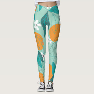 Bloeiende sinaasappels, bladeren, kunst. leggings