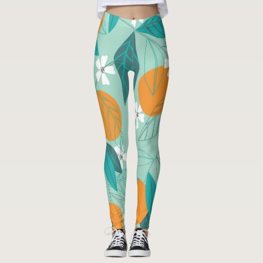 Bloeiende sinaasappels, bladeren,  kunst. leggings (Voorkant)