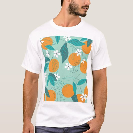 Bloeiende sinaasappels, bladeren,  kunst. t-shirt (Voorkant)