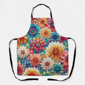Bloeiende Stropdas-kleurstof een levendige bloemkl Schort (Voorkant)