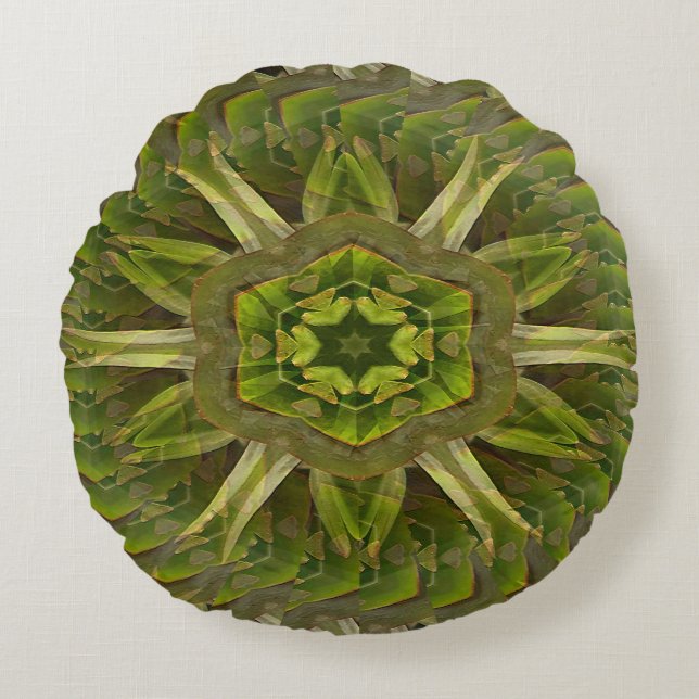 Bloeiende succulent..... rond kussen (Voorkant)
