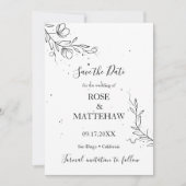 Bloeiende tak en inktdruppels Save the Date Kaart (Voorkant)