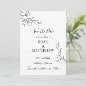 Bloeiende tak en inktdruppels Save the Date Kaart (Staand voorkant)